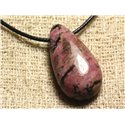 Collier Pendentif en Pierre - Rhodonite Goutte 40mm