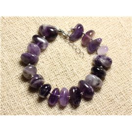 925 Silber- und Steinarmband - Amethyst Rondelles 12-15mm 