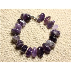 925 Silver and Stone Bracelet - Amethyst Rondelles 12-15mm 