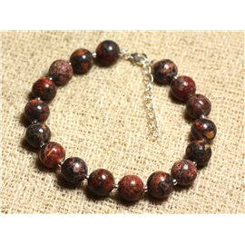 Armband Silber 925 und Halbedelstein - Leopard Jasper 8mm