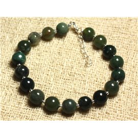 Bracelet 925 Silver and semi precious stone - 8mm Moss Agate