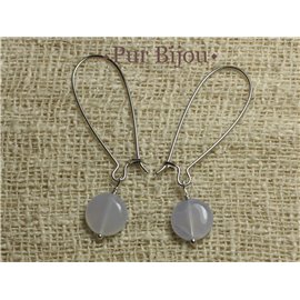 Boucles d'Oreilles Pierre - Calcédoine 10mm Boucles d'Oreilles Pierre - Calcédoine 10mm