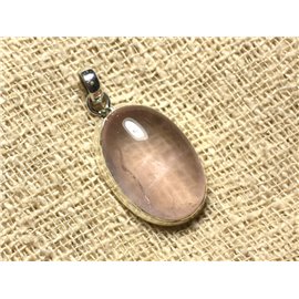 N8 - Pendant Silver 925 and Stone - Rose Quartz Oval 33x19mm 