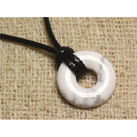 Collier Pendentif en Pierre - Howlite Donut 20mm 