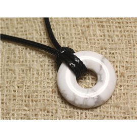 Stone Pendant Necklace - Howlite Donut 20mm 