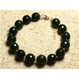 Armband 925 Silber und Stein - Facettierte Jade 10mm englisches Grün 