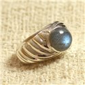 N121 - Bague Argent 925 et Pierre - Labradorite Rond 9mm 