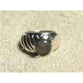 N121 - Bague Argent 925 et Pierre - Labradorite Rond 9mm  N121 - Bague Argent 925 et Pierre - Labradorite Rond 9mm