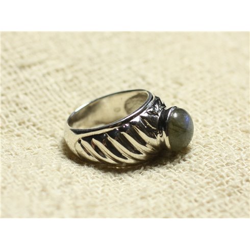 N121 - Bague Argent 925 et Pierre - Labradorite Rond 9mm