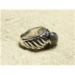 N121 - Bague Argent 925 et Pierre - Labradorite Rond 9mm 