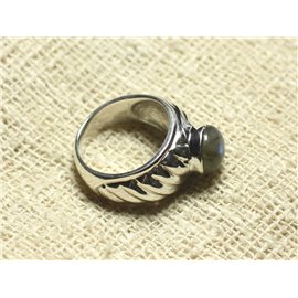 N121 - Bague Argent 925 et Pierre - Labradorite Rond 9mm  N121 - Bague Argent 925 et Pierre - Labradorite Rond 9mm