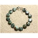 Bracelet Argent 925 et Pierre - Turquoise Afrique Palets 14mm