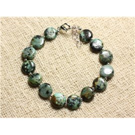 Bracelet 925 Silver and Stone - Turquoise Africa Palets 14mm