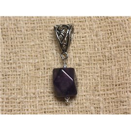 Semi Precious Stone Pendant - Amethyst Faceted Nugget 11x9mm 