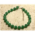 Bracelet Argent 925 et Pierre - Jade Verte 6mm 