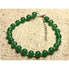 Armband 925 Silber und Stein - Grüne Jade 6mm 