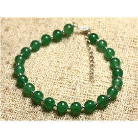 Bracelet 925 Silver and Stone - Green Jade 6mm 
