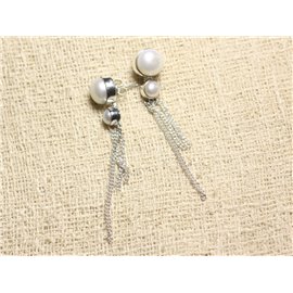 BO237 - 925 Silver Earrings and 68mm Freshwater Cultured Pearls 