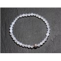 Bracelet Pierre semi précieuse Agate Blanche 4mm et Perle argentée 