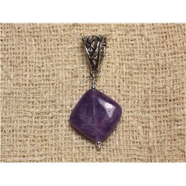 Semi precious stone pendant - Amethyst Diamond 19mm 