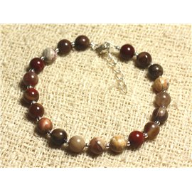 Sterling Silver Bracelet and Stone - 6mm Fossil Wood Agate