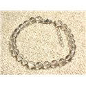 Bracelet Argent 925 et Pierre - Cristal de Roche Quartz 6mm