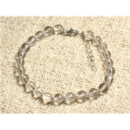 Bracciale in argento 925 e pietra - quarzo cristallo di rocca 6 mm