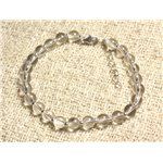 Bracelet Argent 925 et Pierre - Cristal de Roche Quartz 6mm