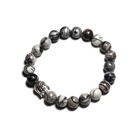 Buddha and semi precious stone bracelet - Zebra Jasper 
