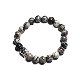 Buddha und Halbedelstein Armband - Zebra Jasper 