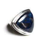 N347 - Bague Argent 925 et Pierre - Azurite Triangle 25mm 