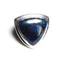 N347 - Bague Argent 925 et Pierre - Azurite Triangle 25mm 