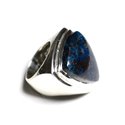 N347 - Bague Argent 925 et Pierre - Azurite Triangle 25mm 