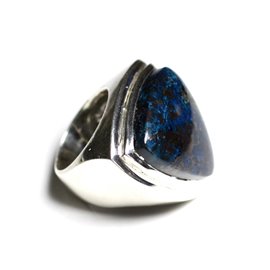 N347 - Bague Argent 925 et Pierre - Azurite Triangle 25mm 