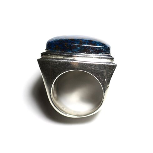 N347 - Bague Argent 925 et Pierre - Azurite Triangle 25mm 
