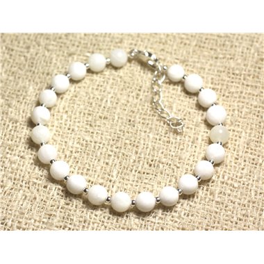 Bracelet Argent 925 et Perles de Nacre Blanche 6mm