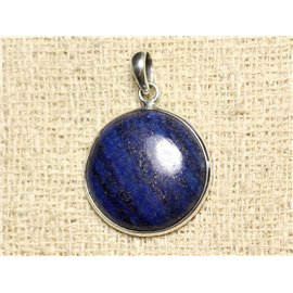 N38 - Pendant Silver 925 and Stone - Lapis Lazuli Round 25mm 