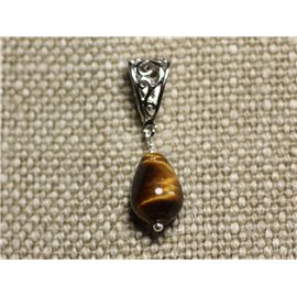 Stein Anhänger Halskette - Tiger Eye Drop 14mm 