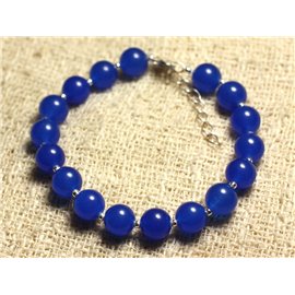 Bracciale in Argento 925 e Pietra - Giada Blu 8mm 