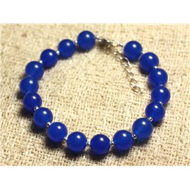Bracelet 925 Silver and Stone - Blue Jade 8mm 