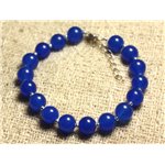 Bracelet Argent 925 et Pierre - Jade Bleue 8mm 