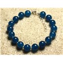 Bracelet Argent 925 et Pierre - Jade Bleue 8mm 