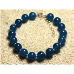 Bracelet Argent 925 et Pierre - Jade Bleue 8mm 