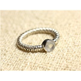N225 - Bague Argent 925 et Pierre de Lune Facettée Rond 6mm  N225 - Bague Argent 925 et Pierre de Lune Facettée Rond 6mm