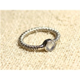 N225 - Bague Argent 925 et Pierre de Lune Facettée Rond 6mm  N225 - Bague Argent 925 et Pierre de Lune Facettée Rond 6mm