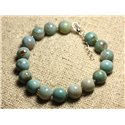 Bracelet Argent 925 et Pierre semi précieuse - Agate Turquoise10mm 