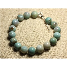 Armband van 925 zilver en halfedelsteen - Turquoise Agaat 10 mm 