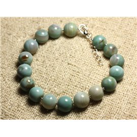 Bracelet Silver 925 and semi precious stone - Turquoise Agate10mm 