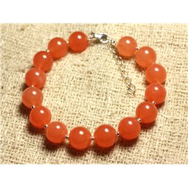 Armband 925 Silber und Stein - Orange Jade 10mm 