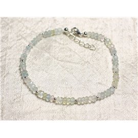 Bracelet Argent 925 et Pierre - Aigue Marine Kunzite rondelles facettées 3mm  Bracelet Argent 925 et Pierre - Aigue Marine Kunzite rondelles facettées 3mm